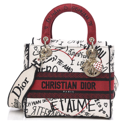 Christian Dior Canvas Medium DiorAmour Graffiti Lady D-Lite Latte 1 of 9