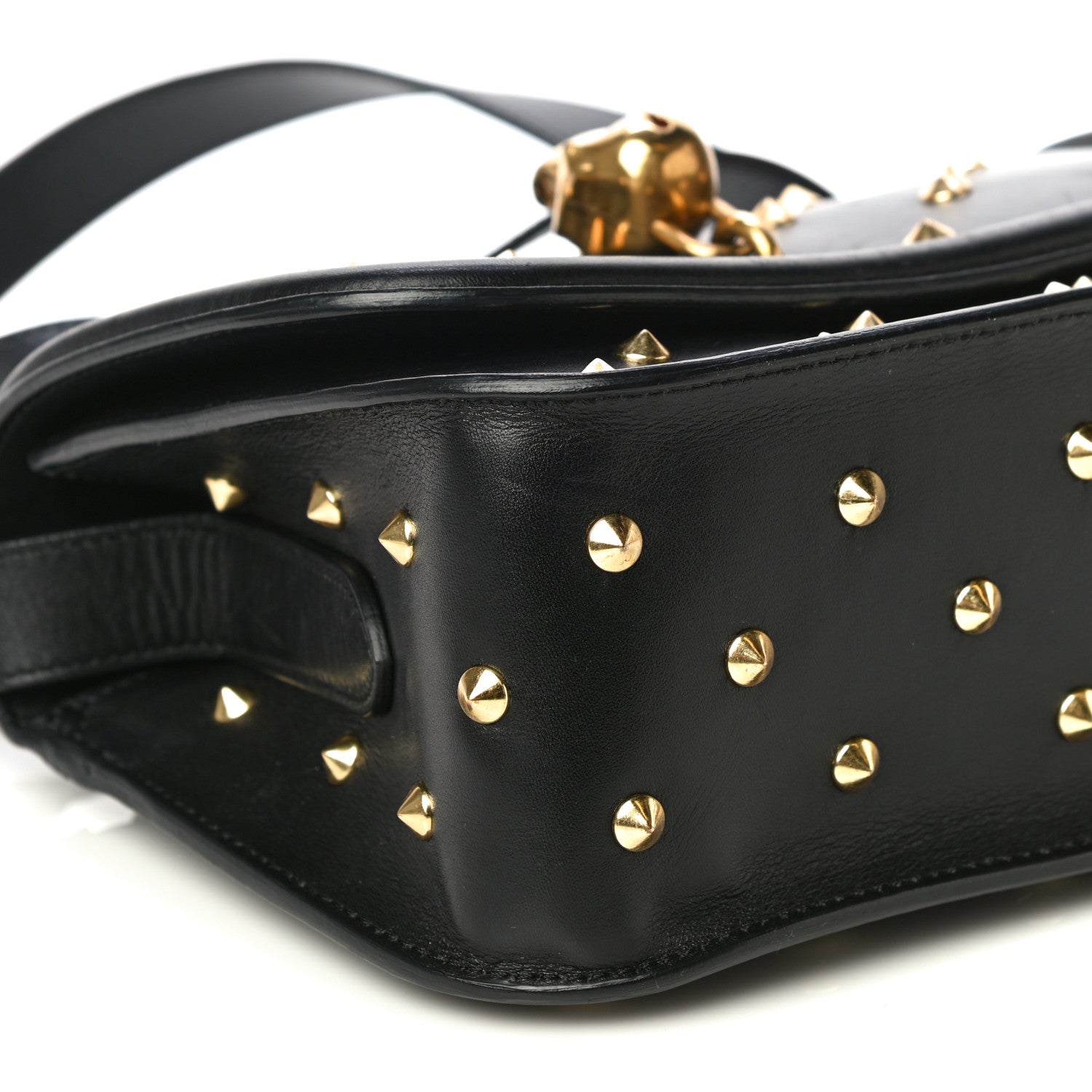 Alexander McQueen Calfskin Studded Small Padlock Crossbody Bag Black 4 of 21
