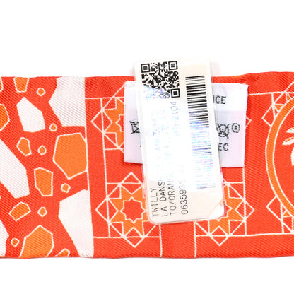 Hermes Silk La Danse Des Amazones Twilly Orange Corail White 4 of 5