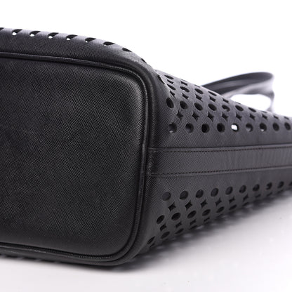 Prada Saffiano Perforated Tote Black 9 of 11