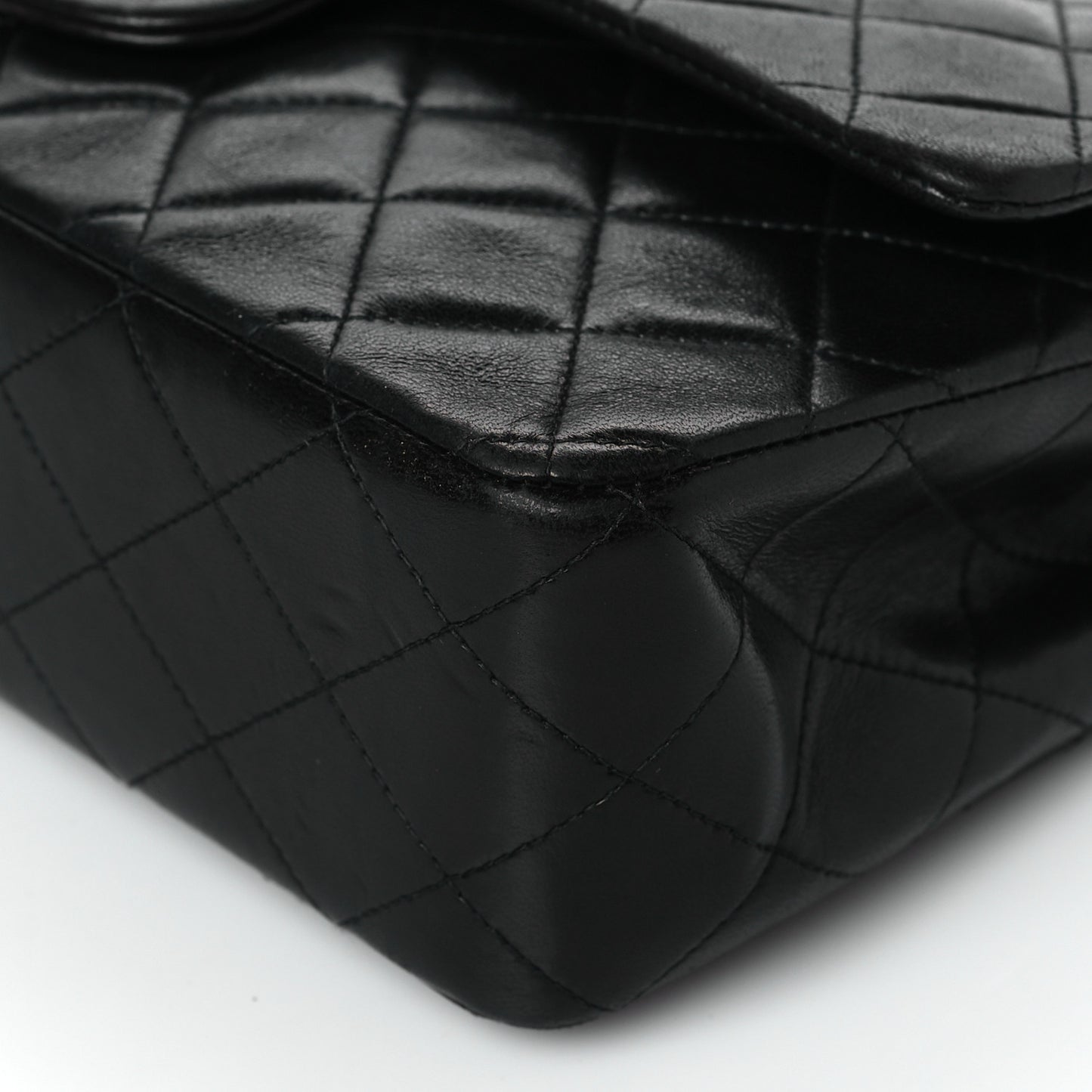 Lambskin Quilted Medium Double Flap Black