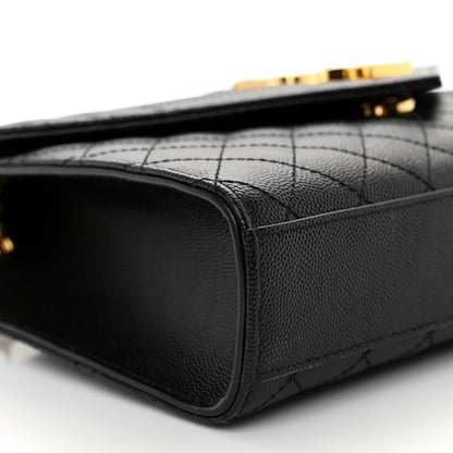 Saint Laurent Grain De Poudre Textured Mixed Matelasse Triquilt Medium Monogram Satchel Black 8 of 9