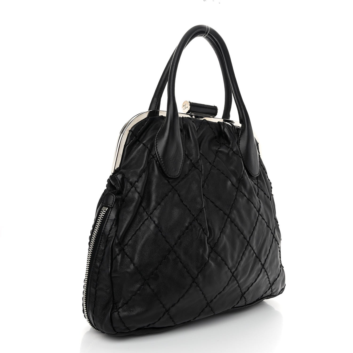 Chanel Calfskin Stitched Expandable Frame Bag Black 3 of 11
