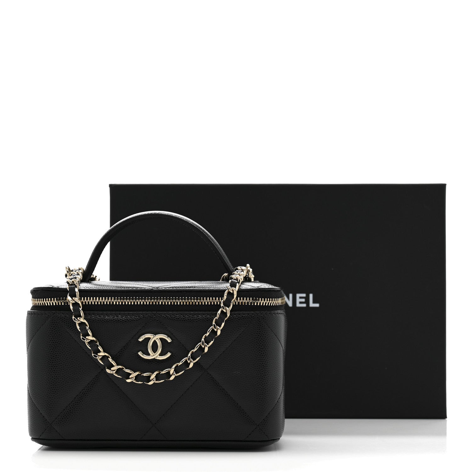 Chanel Caviar Quilted Top Handle Long Vanity Black 11 of 11