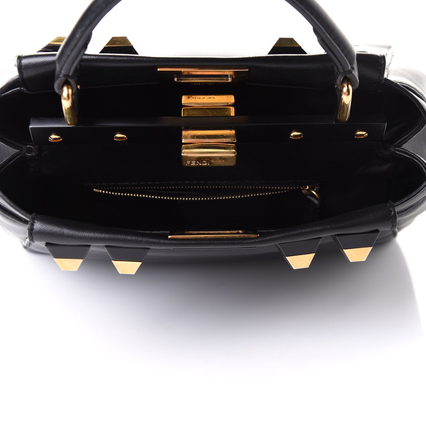 Nappa Studded Mini Peekaboo Iconic Satchel Black