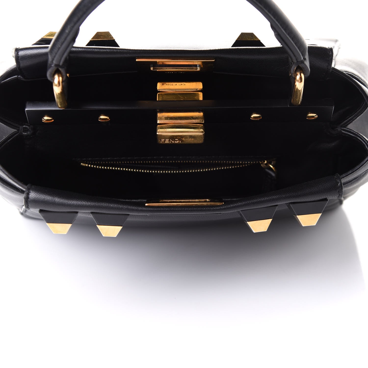 Fendi Nappa Studded Mini Peekaboo Iconic Satchel Black 5 of 11