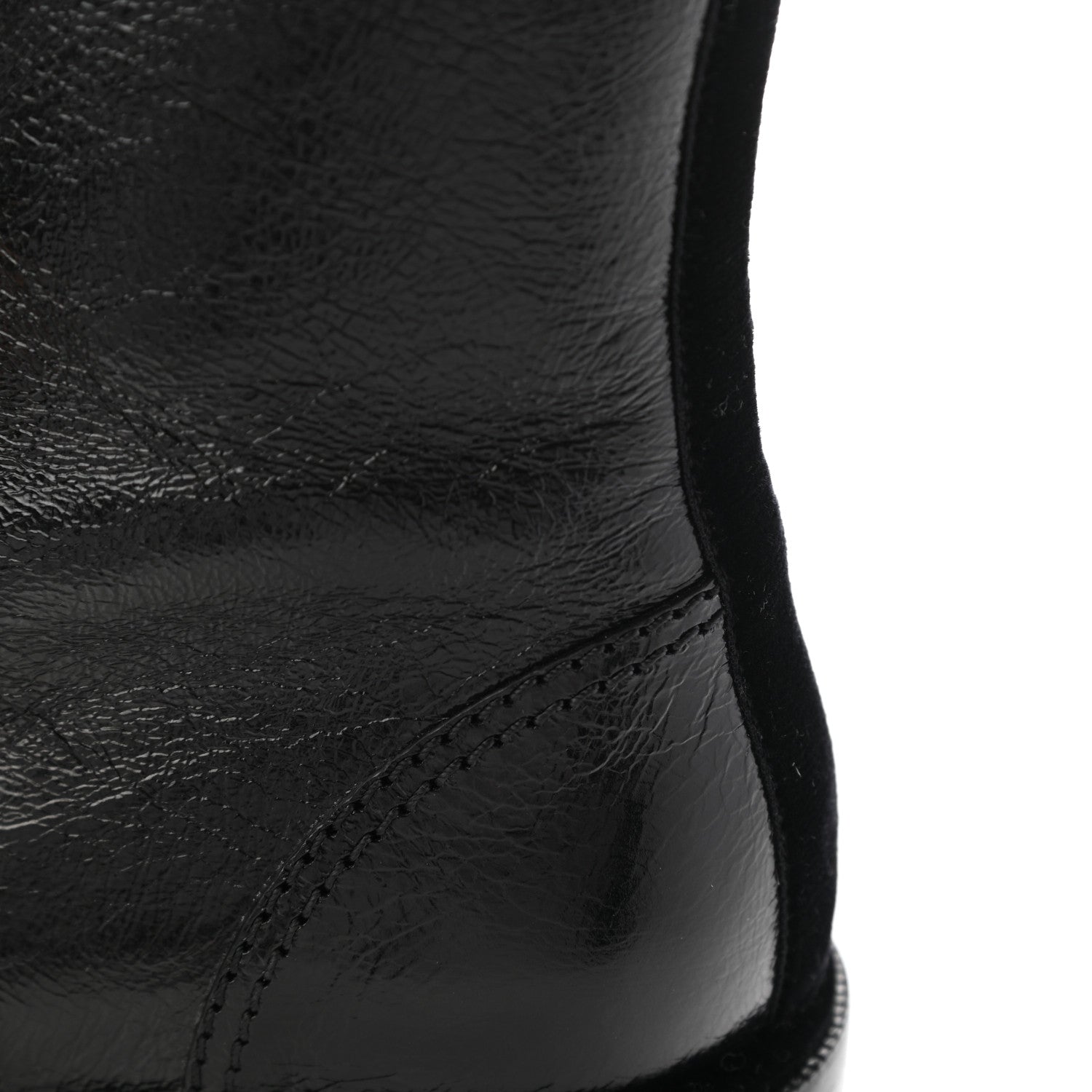 Chanel Shiny Calfskin Velvet Pearl Combat Short Boots 39 Black 9 of 12