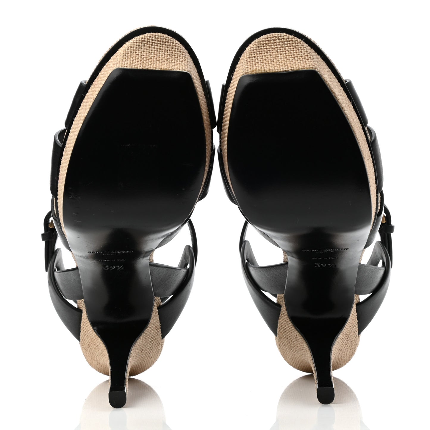 Calfskin Canvas Tribute 75 Platform Sandals 39.5 Black