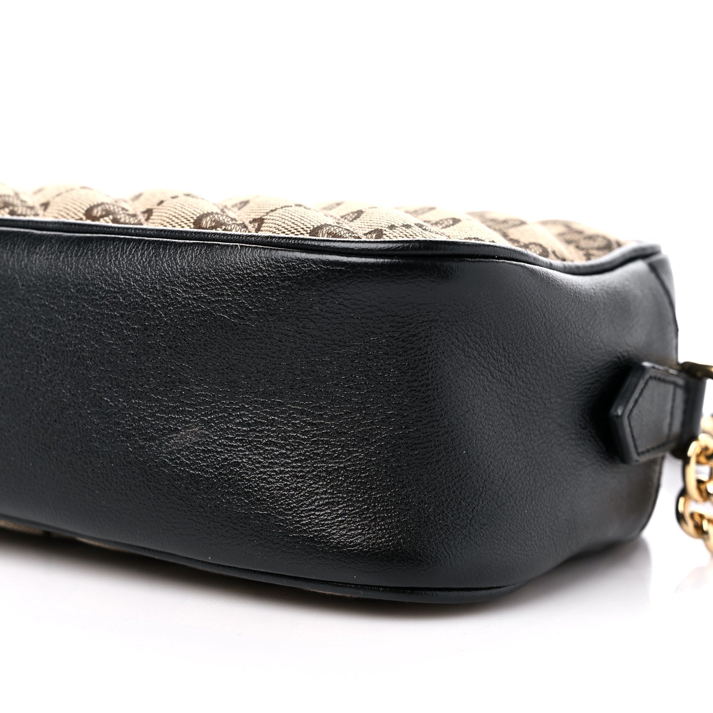 Monogram Matelasse Diagonal Small GG Marmont Chain Shoulder Bag Beige Black