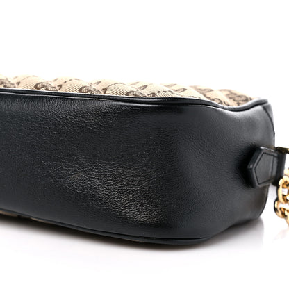 Gucci Monogram Matelasse Diagonal Small GG Marmont Chain Shoulder Bag Beige Black 9 of 11