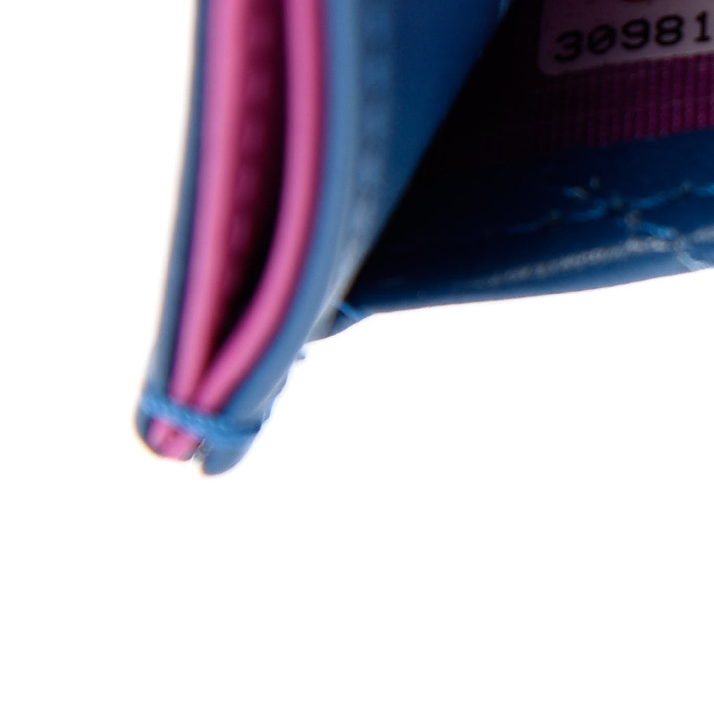 Lambskin Quilted Card Holder Blue Pink