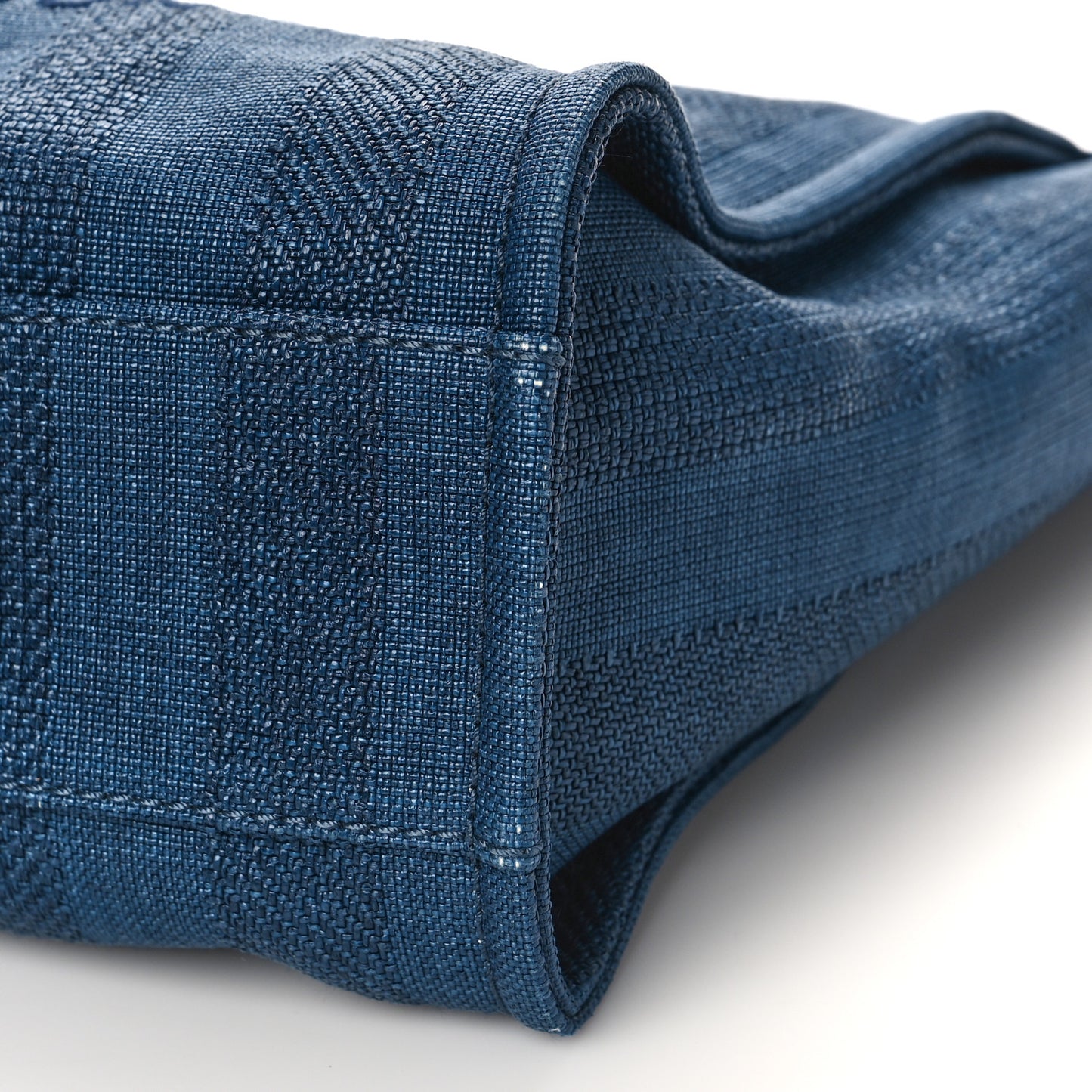 Mixed Fibers Striped Small Deauville Tote Navy Blue