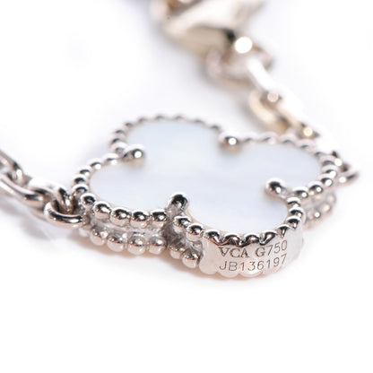 Van Cleef & Arpels 18K White Gold Mother of Pearl 10 Motifs Vintage Alhambra Necklace 5 of 7