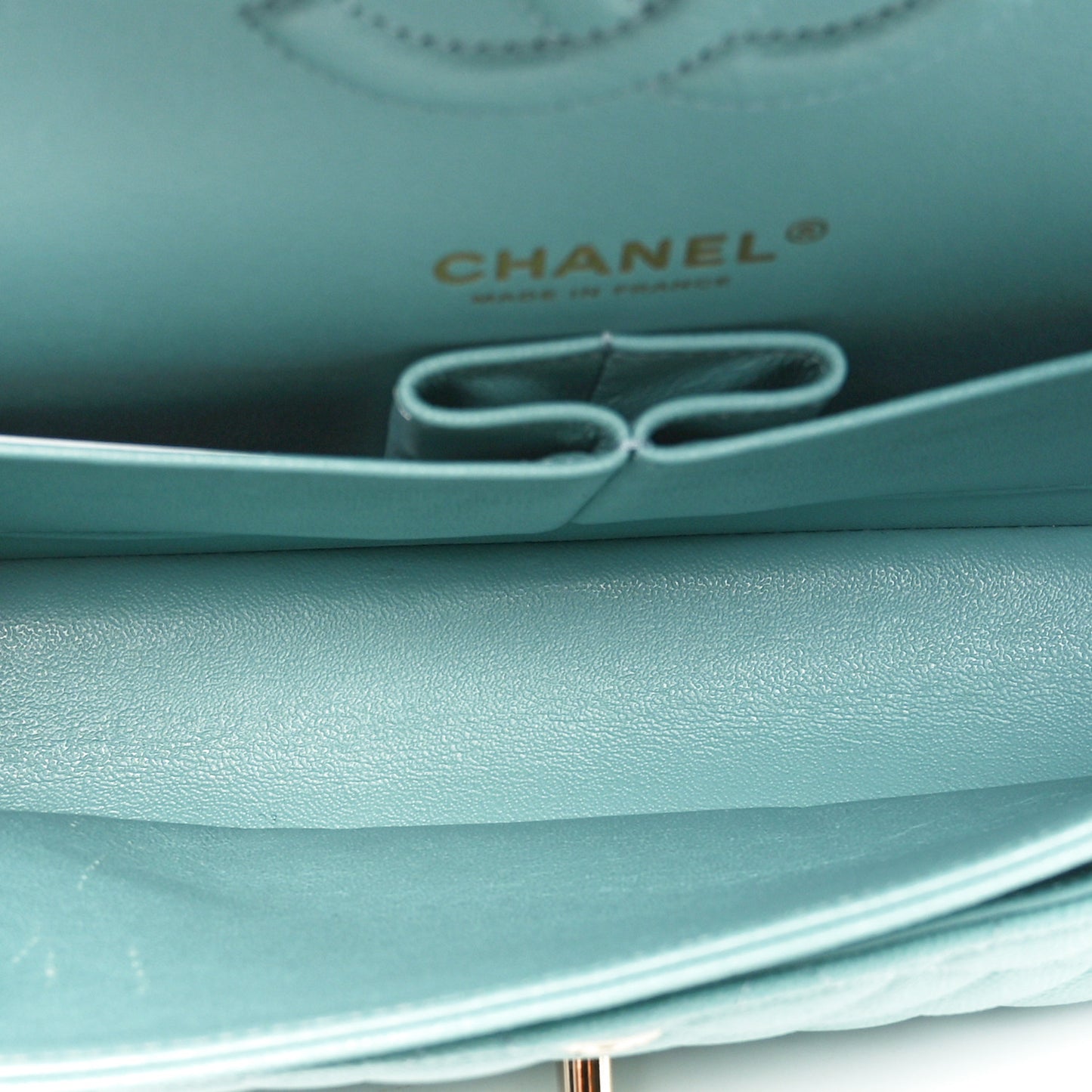 Caviar Quilted Medium Double Flap Light Blue