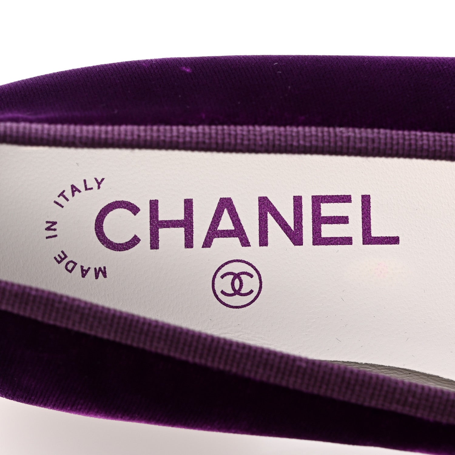 Chanel Velvet Cap Toe Ballerina Flats 35.5 Purple Black 8 of 10