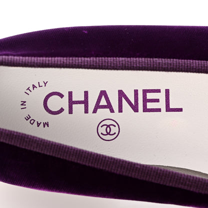 Chanel Velvet Cap Toe Ballerina Flats 35.5 Purple Black 8 of 10