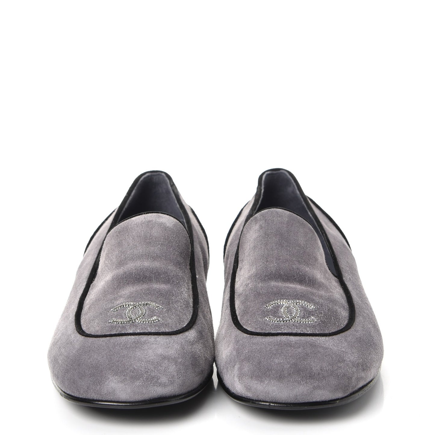 Suede Calfskin Mocassin CC Flats 41 Grey