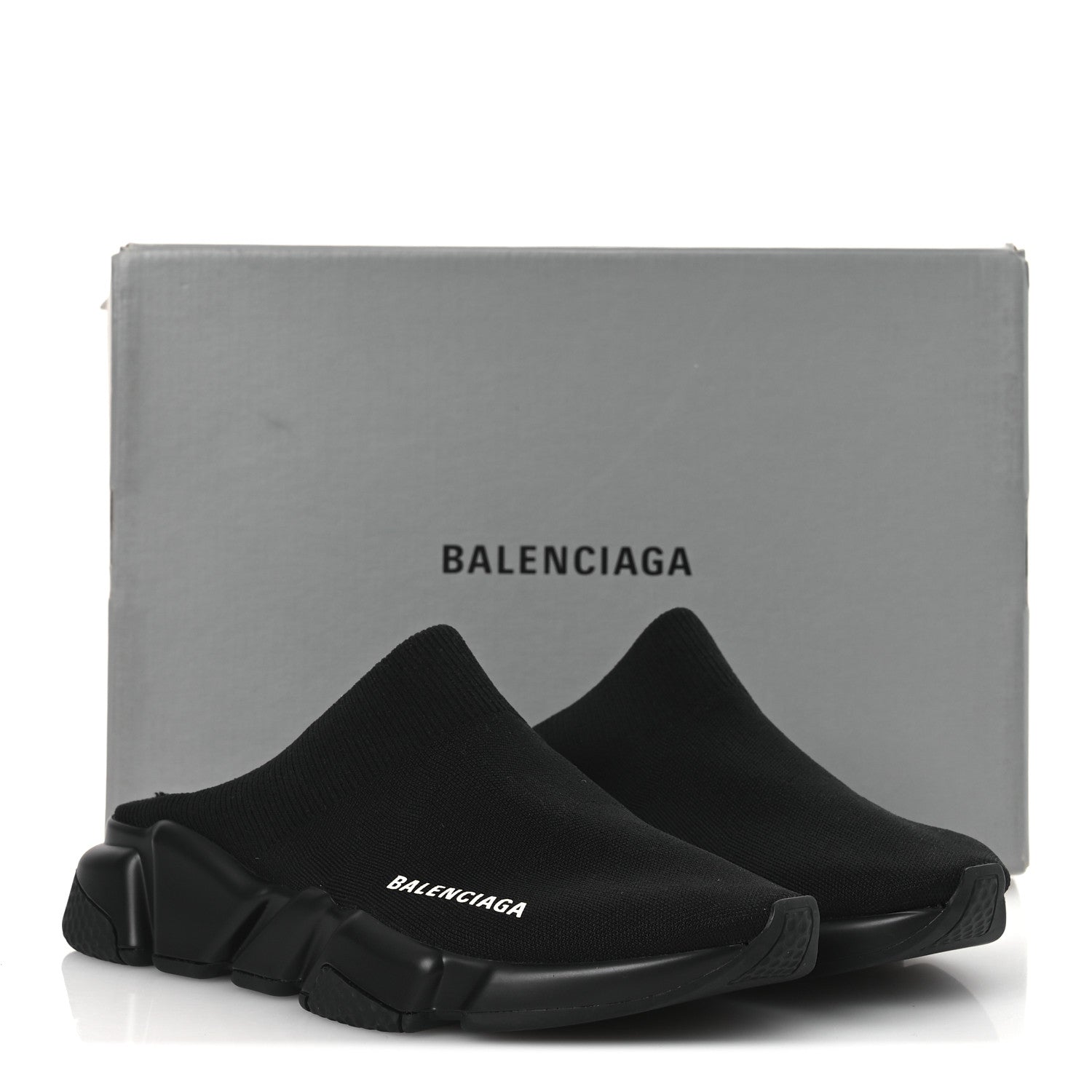 Balenciaga Neoprene Knit Womens Speed Sneakers Mules 38 Black 11 of 11