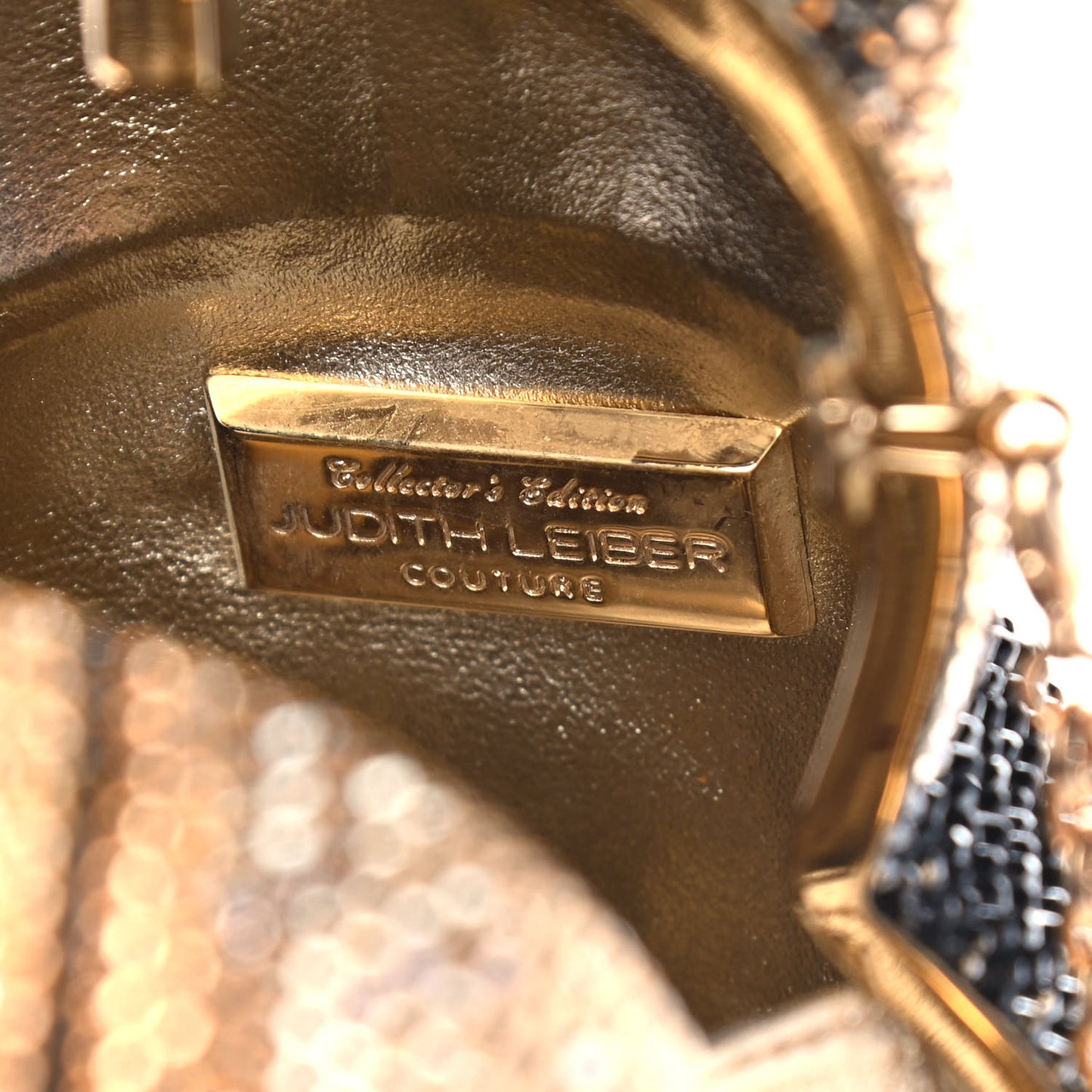 Crystal Spencer Teddy Bear Minaudiere Clutch Gold Brown