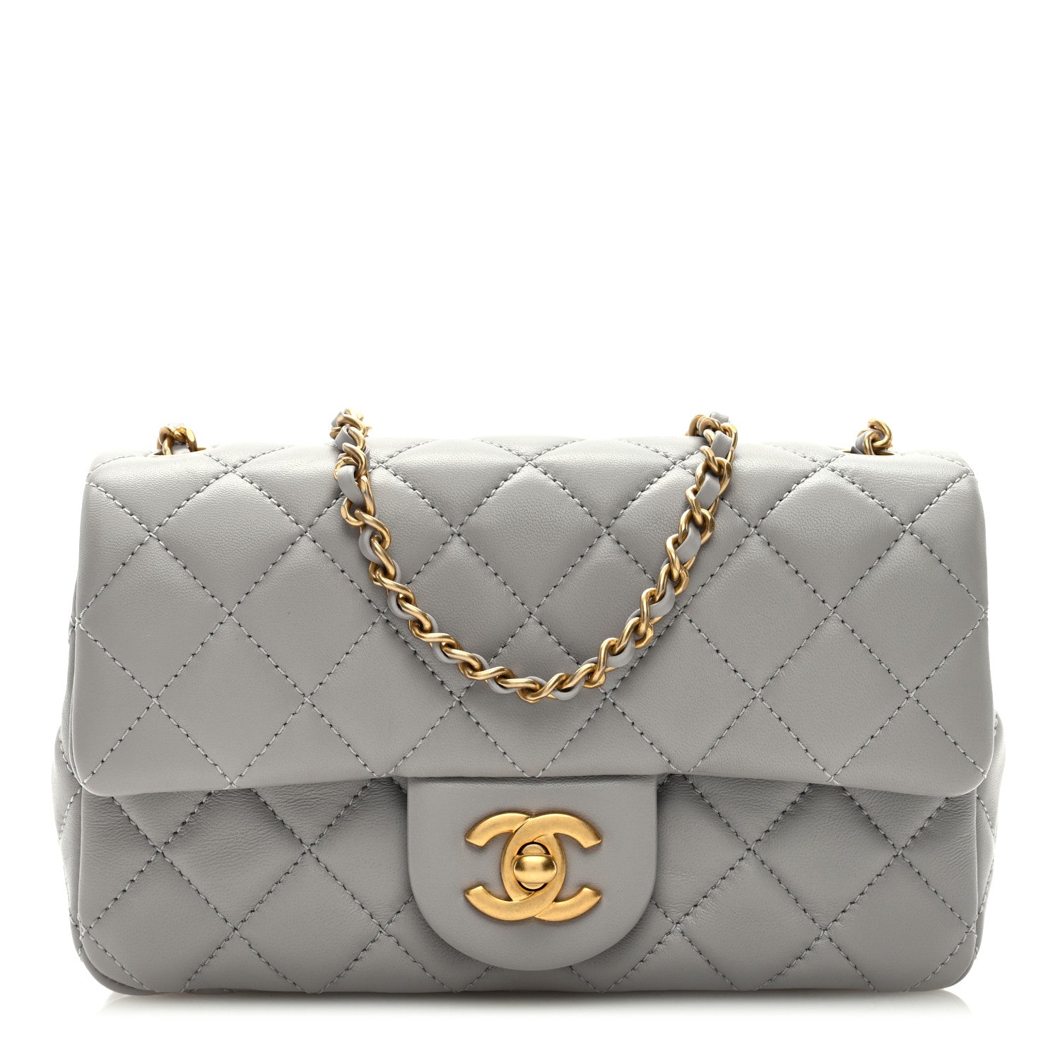 Chanel Lambskin Quilted Mini Rectangular Pearl Crush Flap Grey 1 of 9