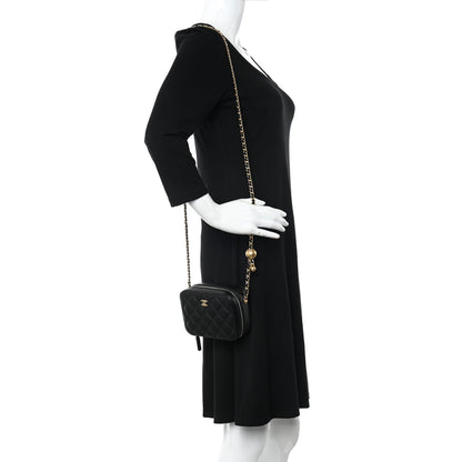 Chanel Lambskin Quilted CC Pearl Crush Camera Case Black 2 of 11