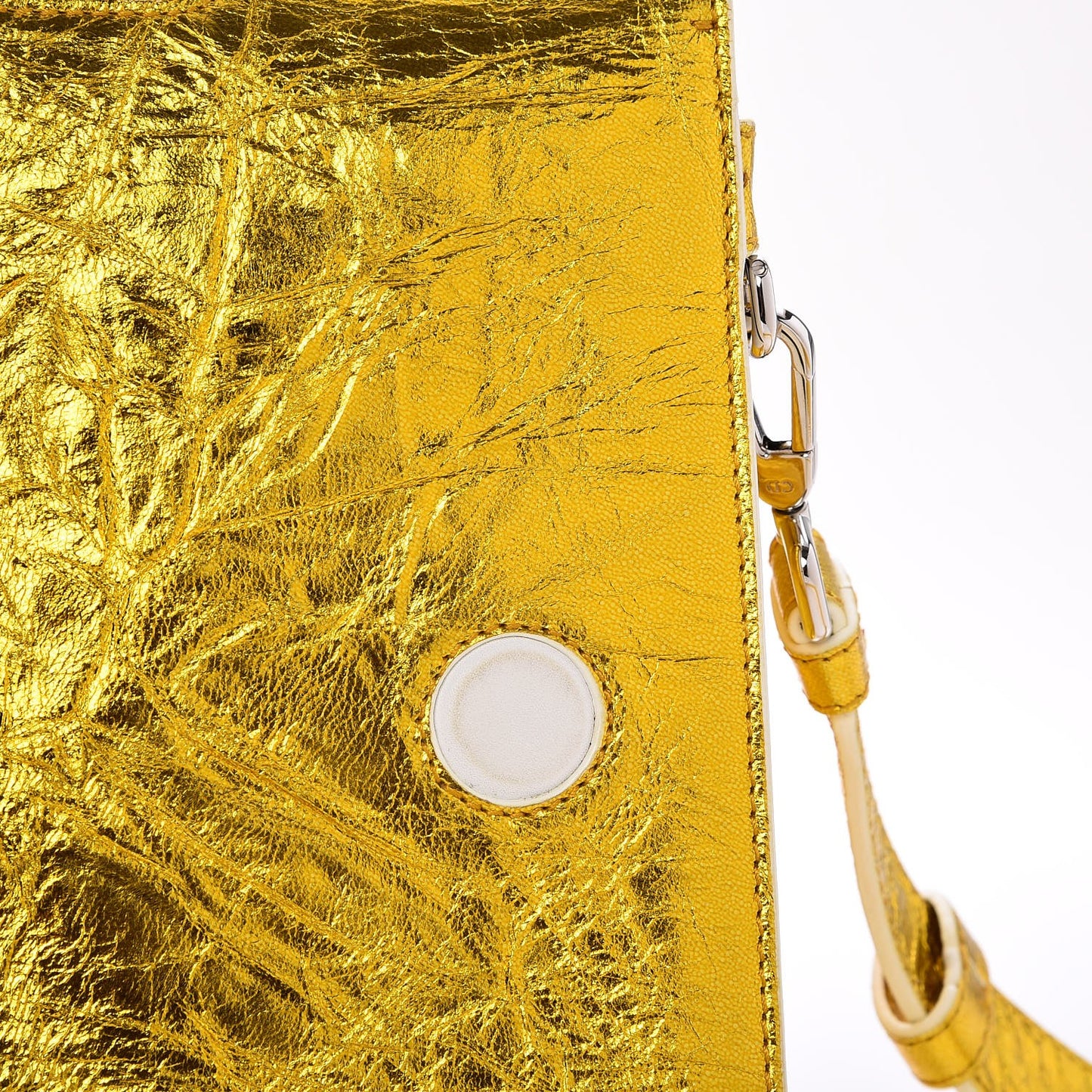 Metallic Calfskin Medium Diorever Flap Gold