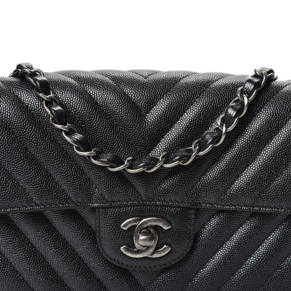 Chanel Iridescent Caviar Chevron Quilted Mini Rectangular Flap Black 7 of 10