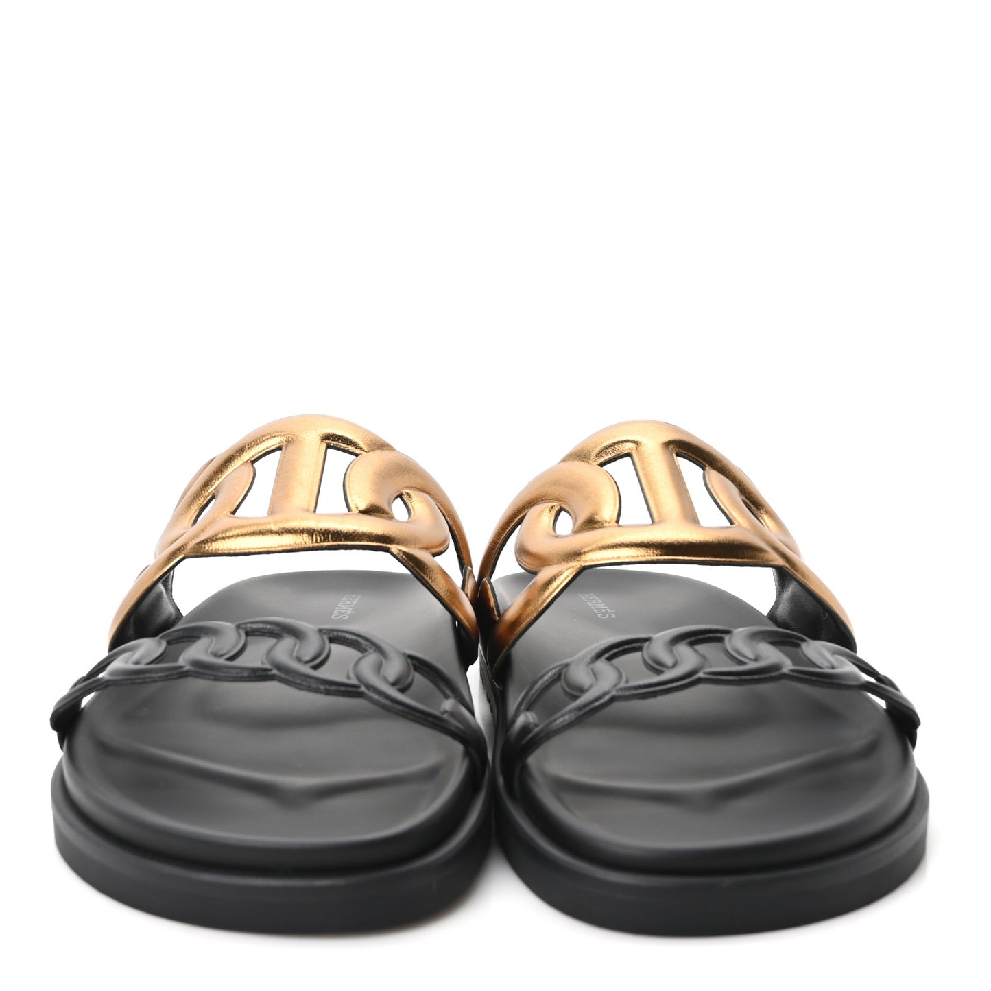 Metallic Nappa Extra Sandals 37 Black Gold