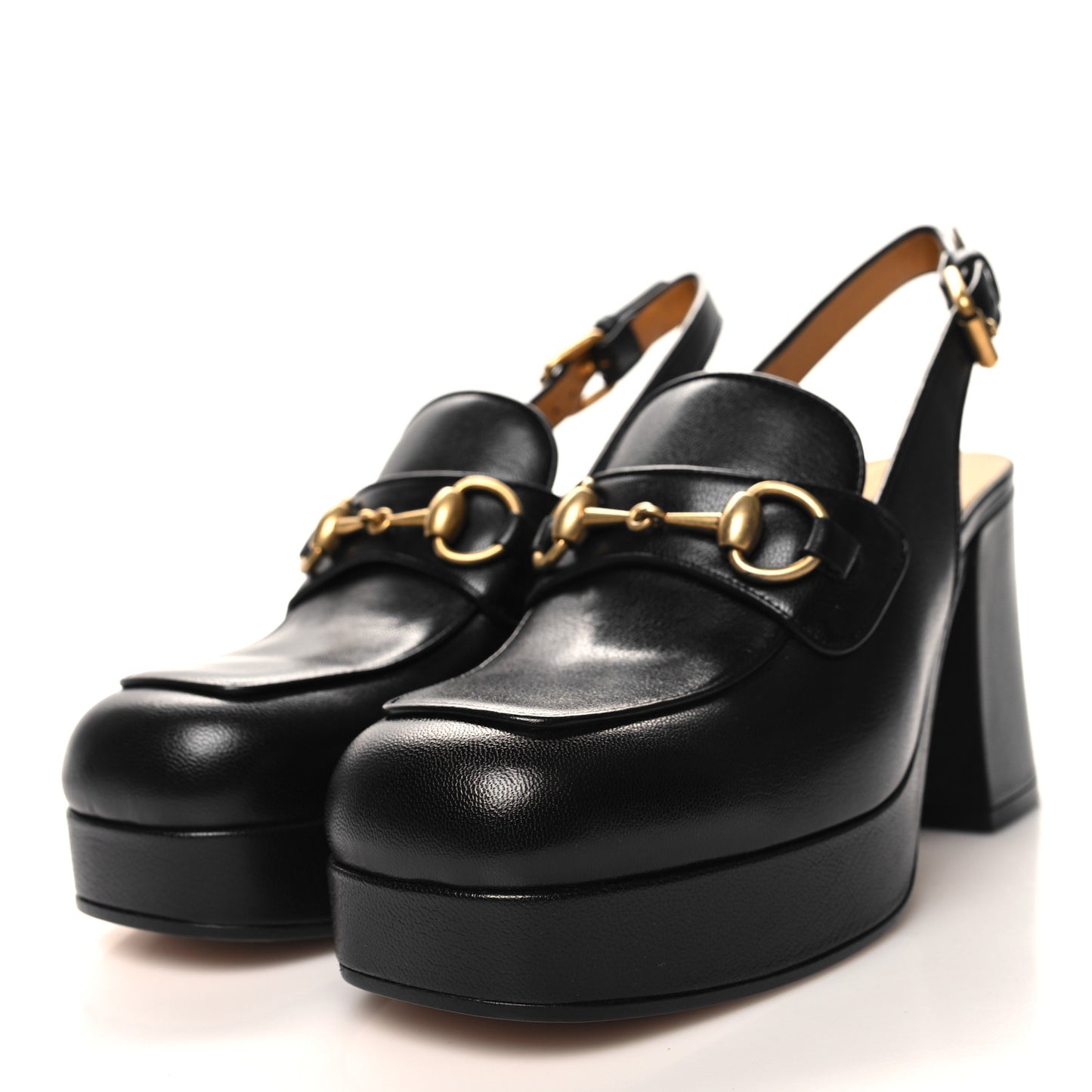 Quentin Granada Kid Horsebit Slingbacks Pumps 37 Black