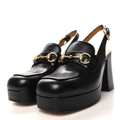 Gucci Quentin Granada Kid Horsebit Slingbacks Pumps 37 Black 3 of 9