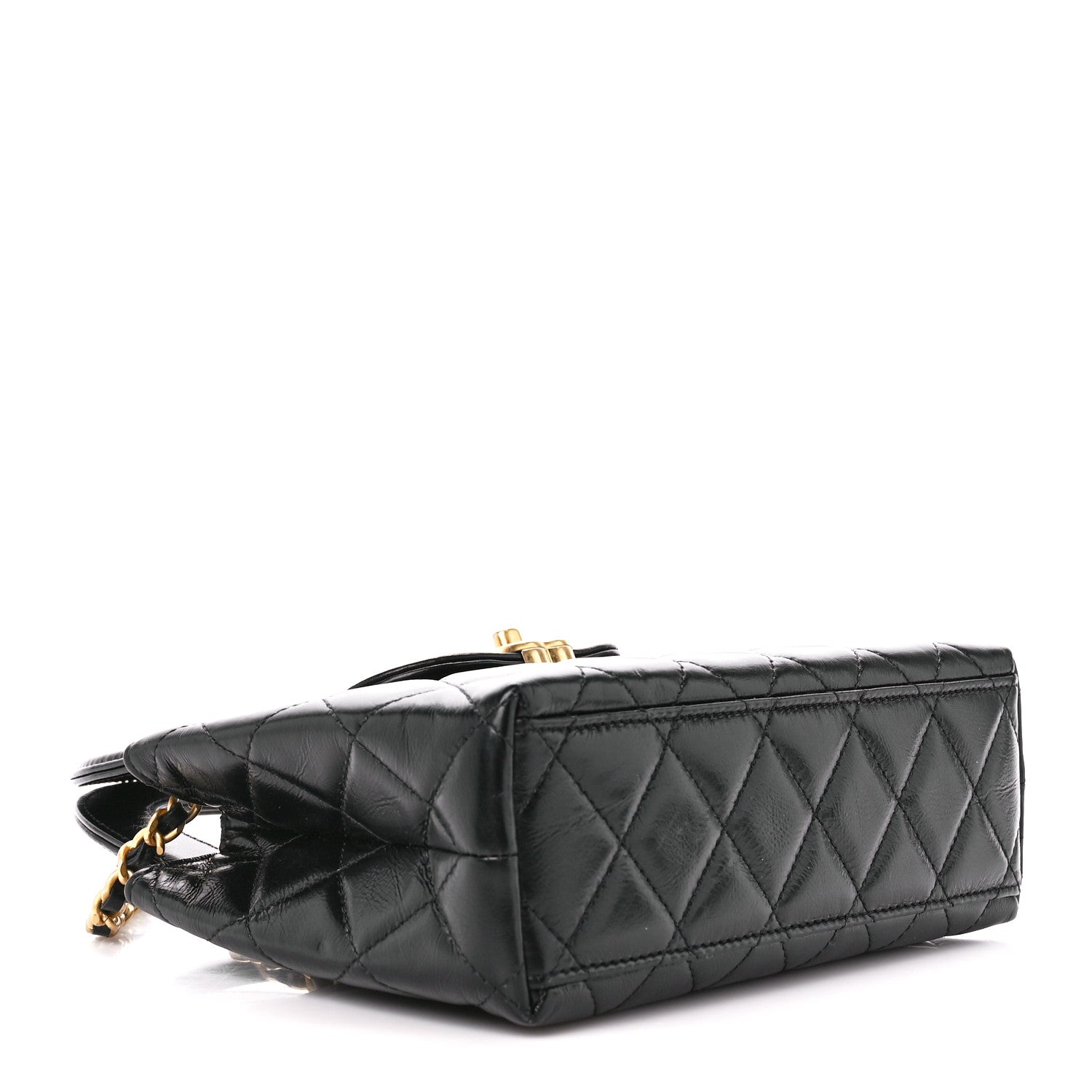 Chanel Shiny Aged Calfskin Quilted Nano Kelly Shopper Black 4 of 10