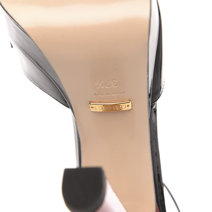Gucci Patent Crystal GG Bow Sadie Spike Ankle Strap d'Orsay Platform High Heel Pumps 37.5 Black 7 of 8