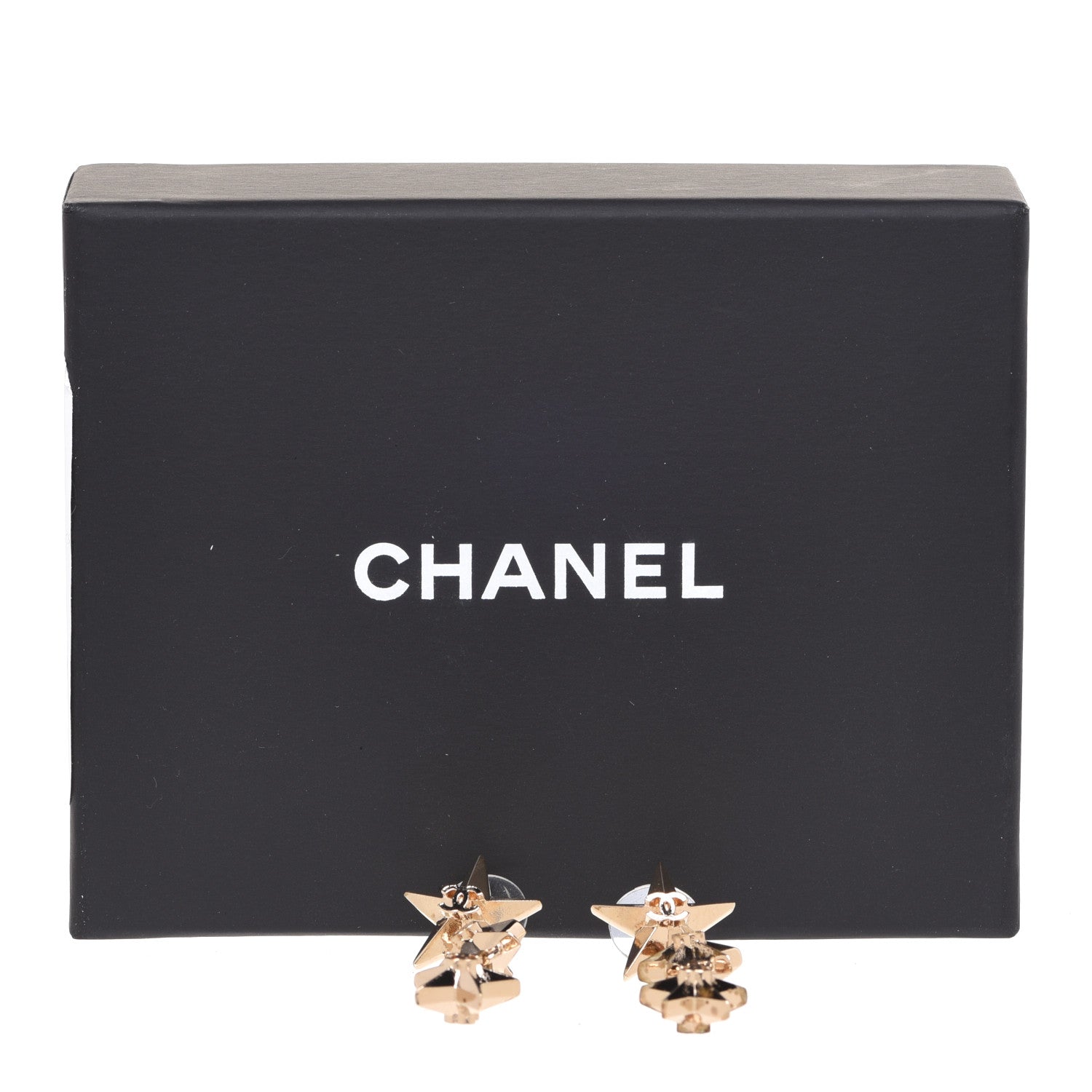 Chanel Metal CC Triple Star Drop Earrings Gold 5 of 5