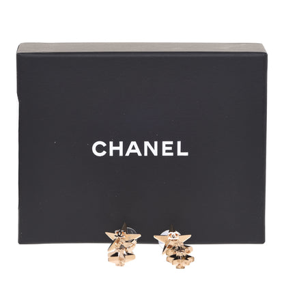 Chanel Metal CC Triple Star Drop Earrings Gold 5 of 5