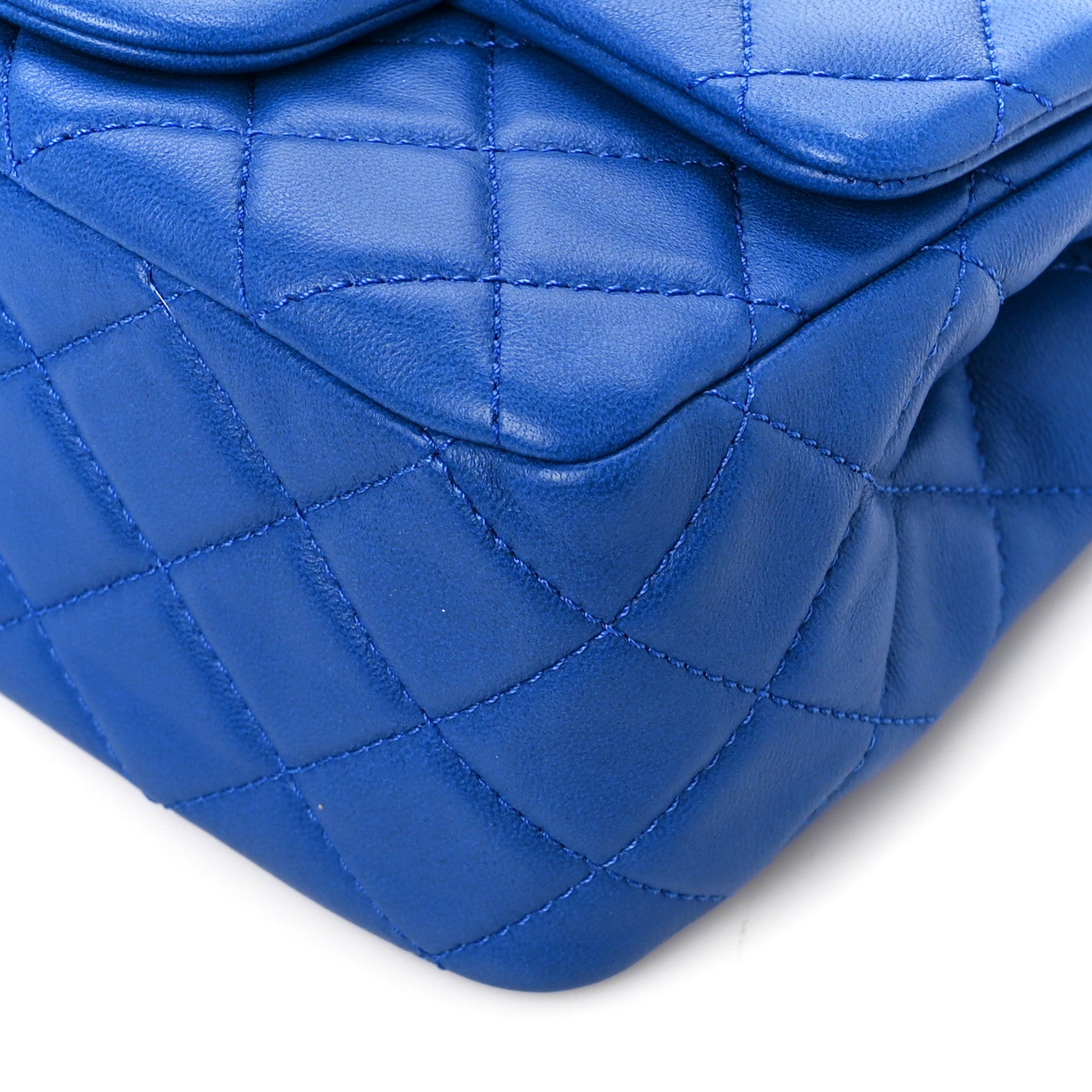 Chanel Lambskin Quilted Pearl Crush Mini Rectangular Flap Blue