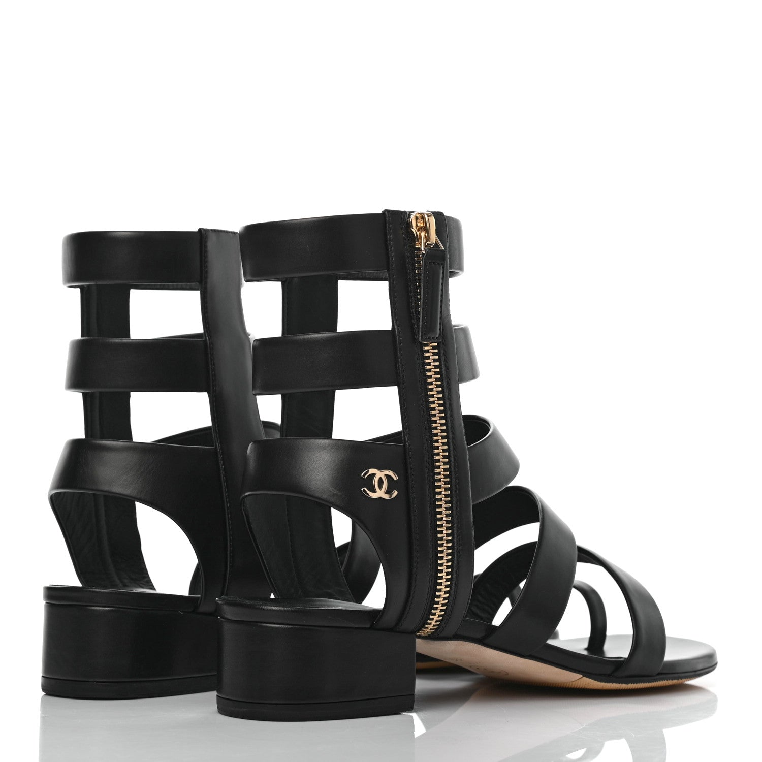 Chanel Calfskin Gladiator Sandals 39.5 Black 4 of 9