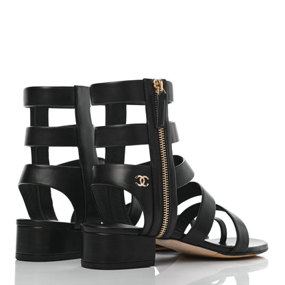 Chanel Calfskin Gladiator Sandals 39.5 Black 4 of 9