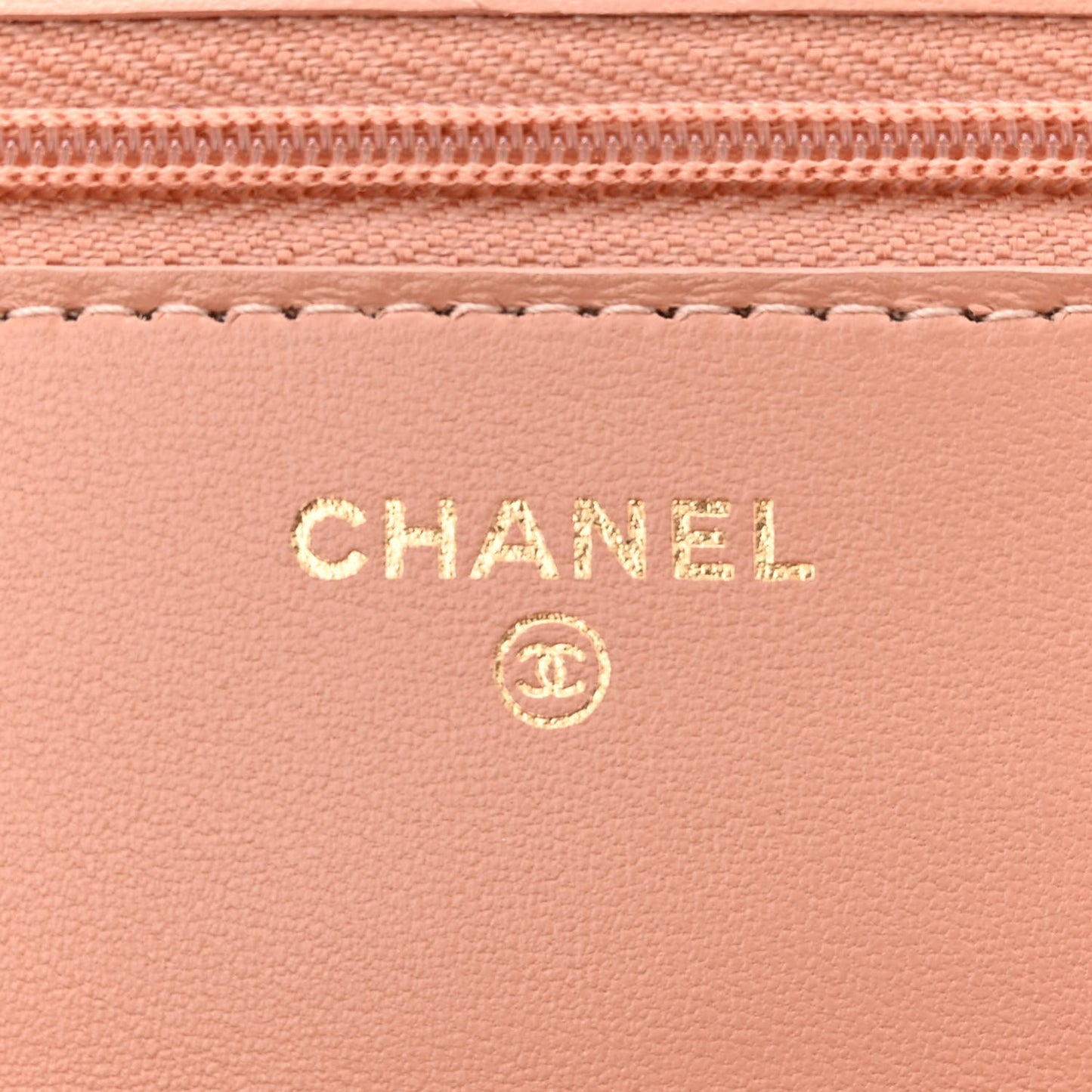 Lambskin Metal Quilted Wallet On Chain WOC Beige
