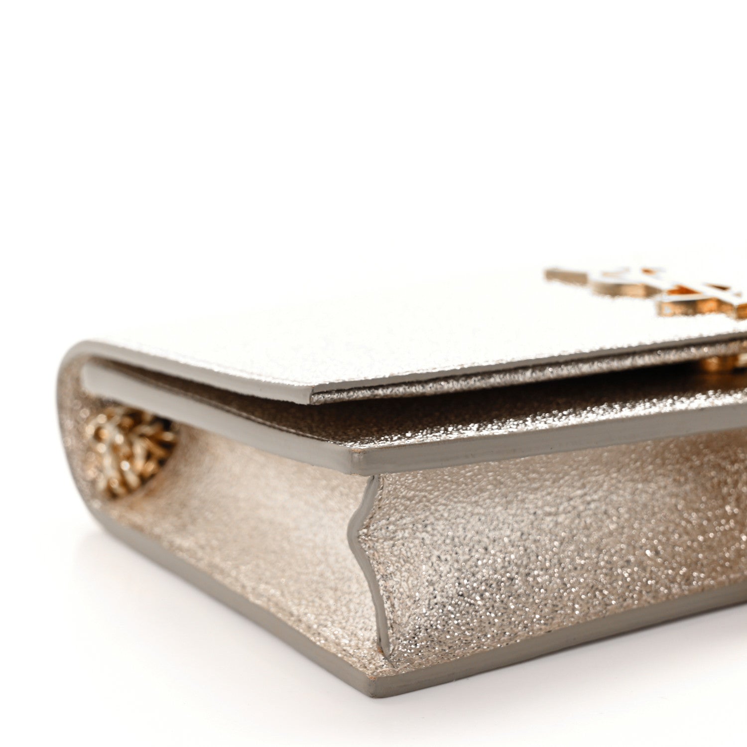 Saint Laurent Metallic Calfskin Kate Monogram Tassel Chain Wallet Gold 7 of 8