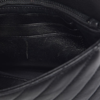 Saint Laurent Sheepskin Matelasse Chevron Monogram College Chain Wallet Black 7 of 9