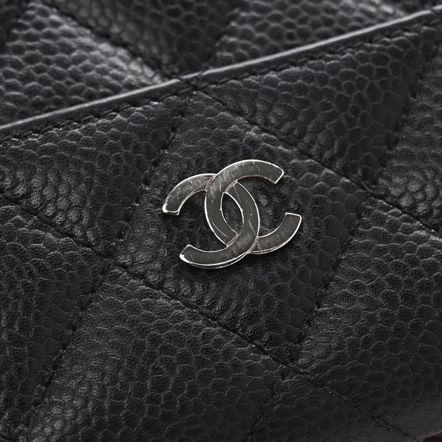 Caviar Quilted Compact French Flap Wallet Black