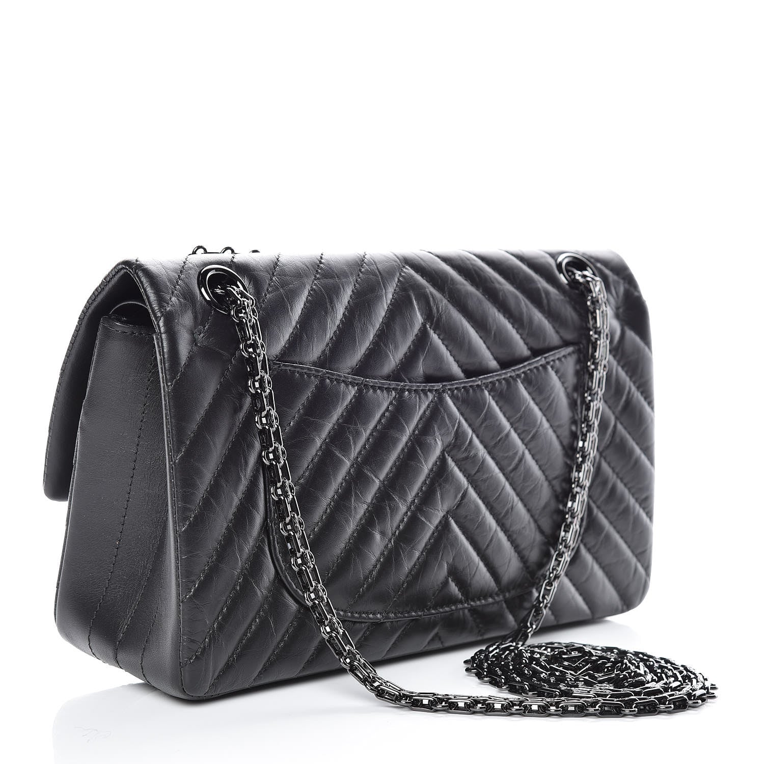 Chanel Aged Calfskin Chevron Quilted 2.55 Reissue 225 Flap So Black 3 of 11