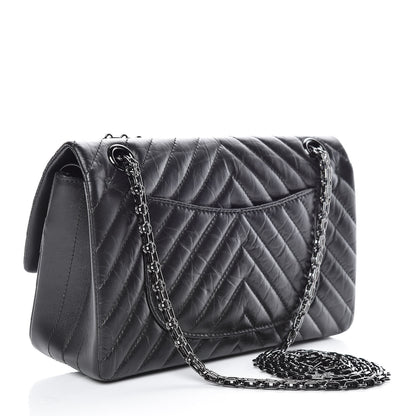 Chanel Aged Calfskin Chevron Quilted 2.55 Reissue 225 Flap So Black 3 of 11
