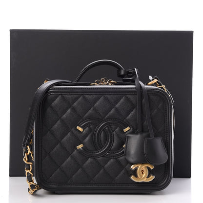 Chanel Caviar Quilted Medium CC Filigree Vanity Case Black 9 of 9