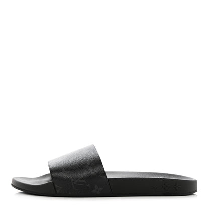 Louis Vuitton Rubber Monogram Eclipse Mens Waterfront Mules 10 Black 1 of 8
