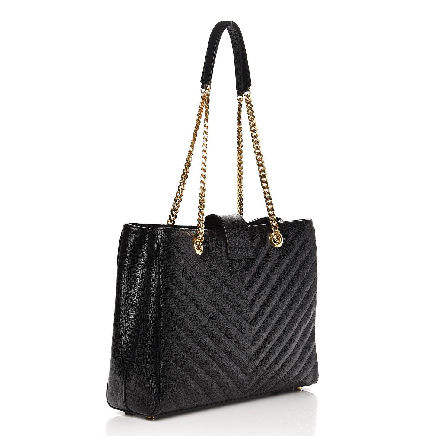 Grain De Poudre Matelasse Chevron Monogram Shopping Bag Black