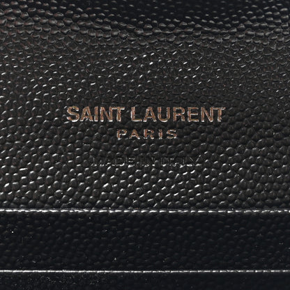 Saint Laurent Grain De Poudre Matelasse Chevron Small Monochome Monogram Envelope Wallet Black 6 of 7