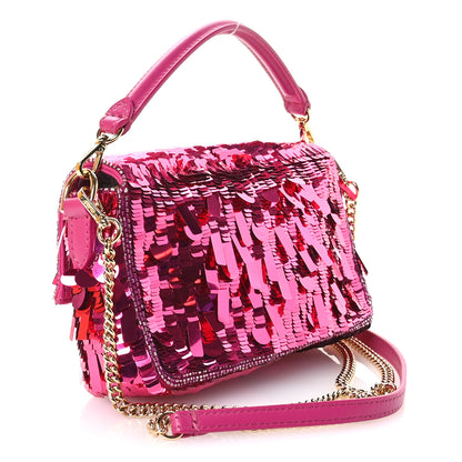 Fendi Sequin Paillettes Vitello Grace Sex and the City Mini Baguette Ciclamino Pilar 3 of 13