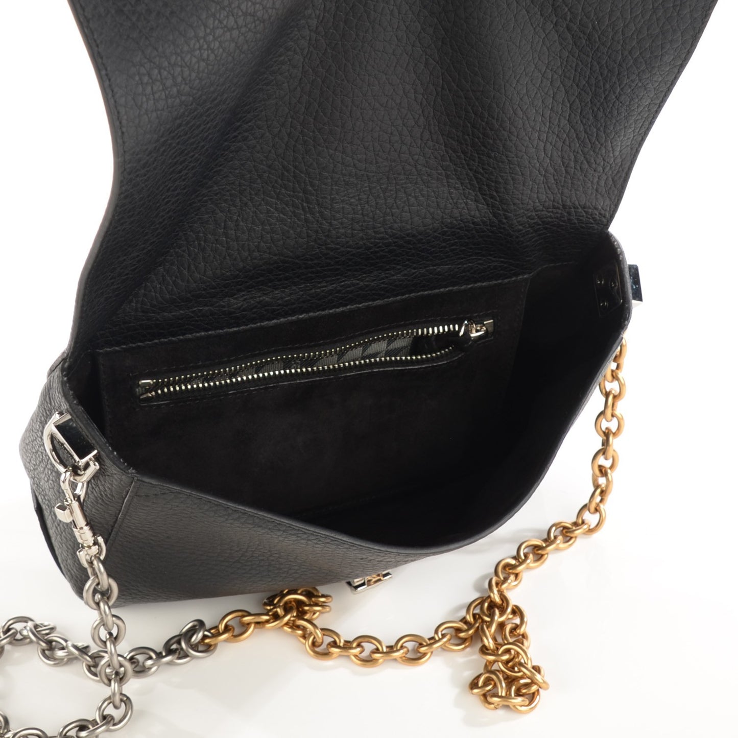Pebbled Calfskin Small Courier Black