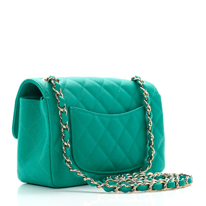 Chanel Caviar Quilted Mini Rectangular Flap Turquoise 3 of 9